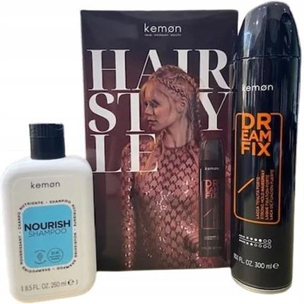 Kemon   nourish set composto da shampoo nutriente per capelli 250 ml lacca per capelli 300 ml