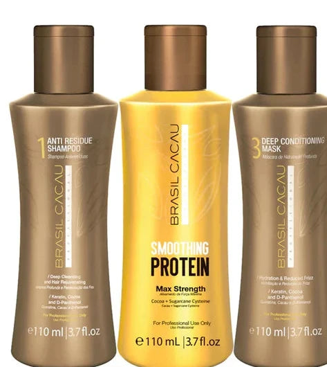 Brasil Cacau Cadiveu Smoothing Protein Kit Shampoo 1000ml + Treatment 110ml + Conditioner 1000 ml